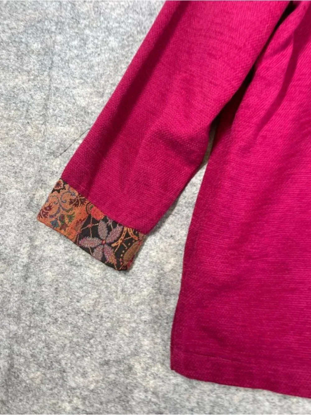 Vintage Napa Valley Embroidered Magenta Jacket Paisley Trim Large Boho Artsy